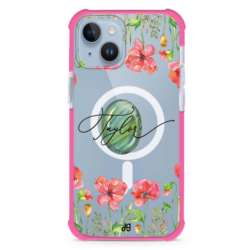 The Greengem Flowers iPhone 15 Plus Magsafe 兼容超強防摔保護殼