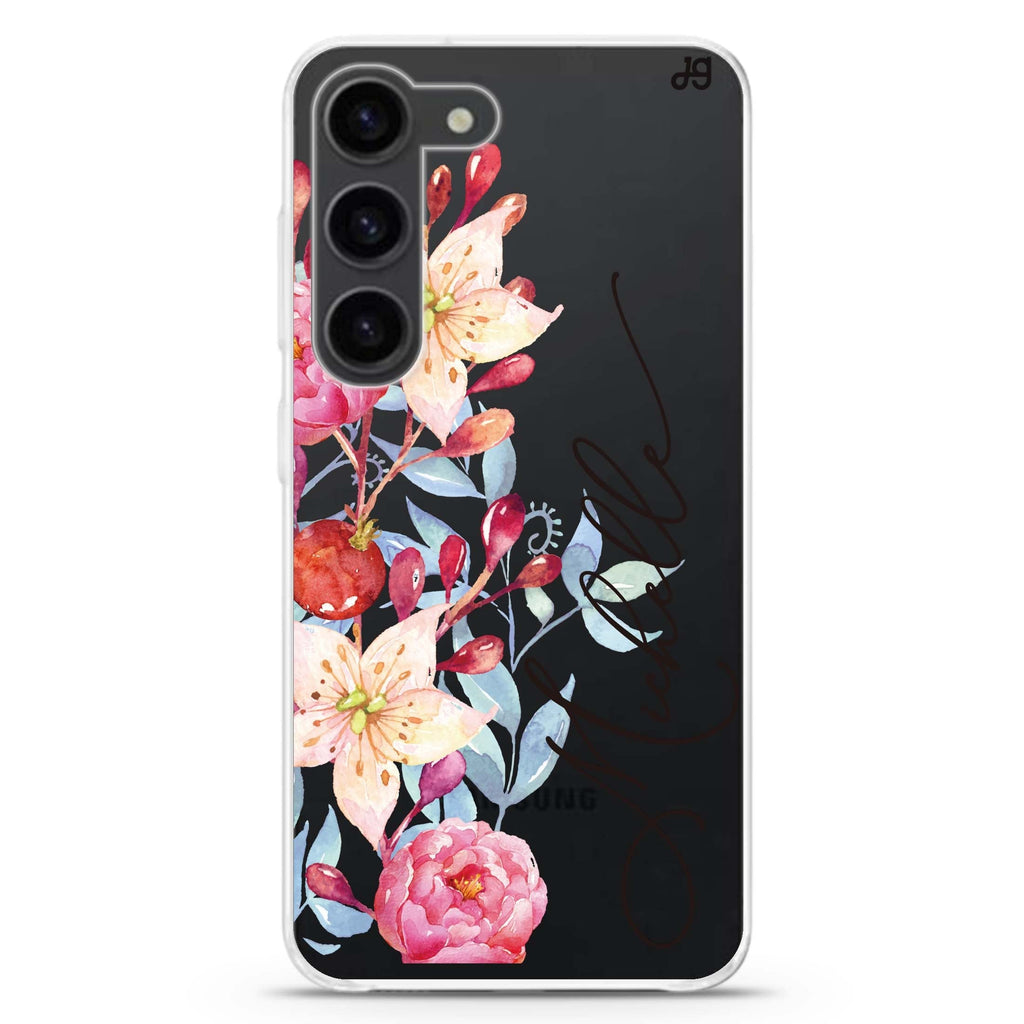Pink Watercolor Floral Bouquet Samsung Galaxy 水晶透明保護殼