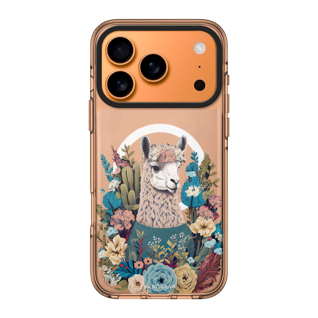 Lama in the garden iPhone 17 Pro Max MagSafe 水晶透明保護殼 花卉圖案設計 圖1