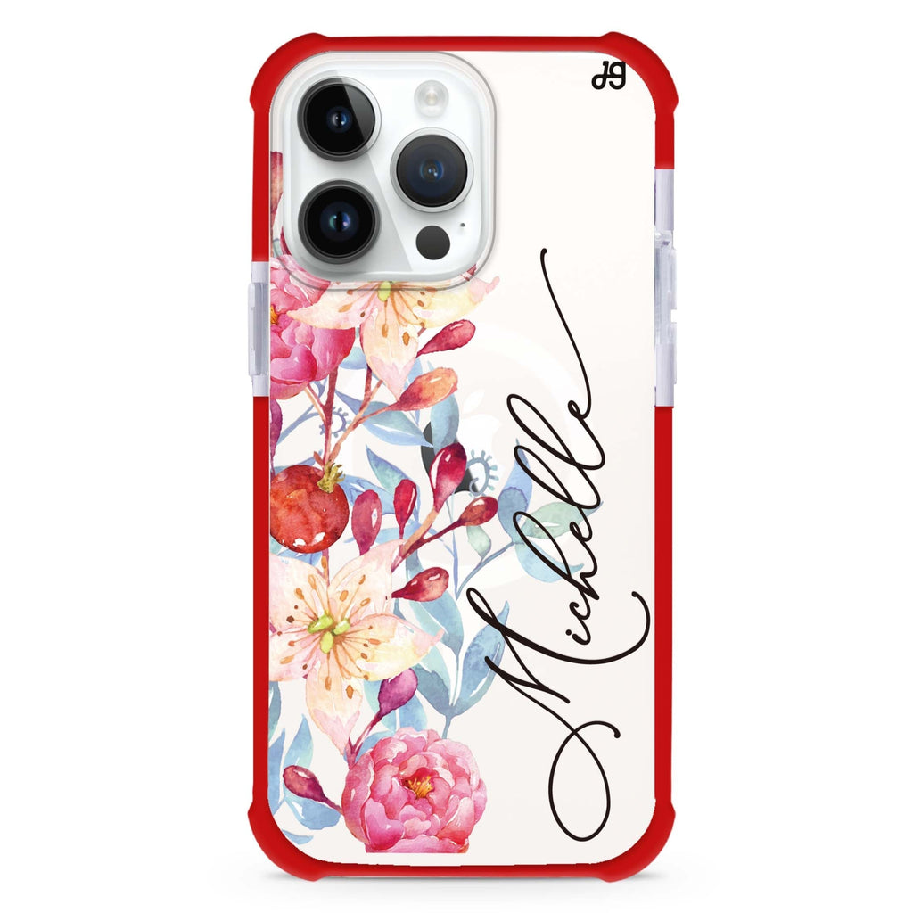 Pink Watercolor Floral Bouquet iPhone Magsafe 兼容超強防摔保護殼
