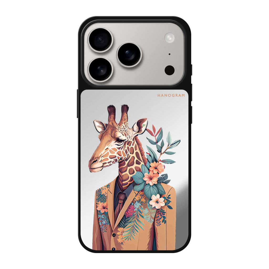 Giraffe & floral 款式1 花卉長頸鹿 iPhone 17 Pro Max 鏡面手機殼主圖