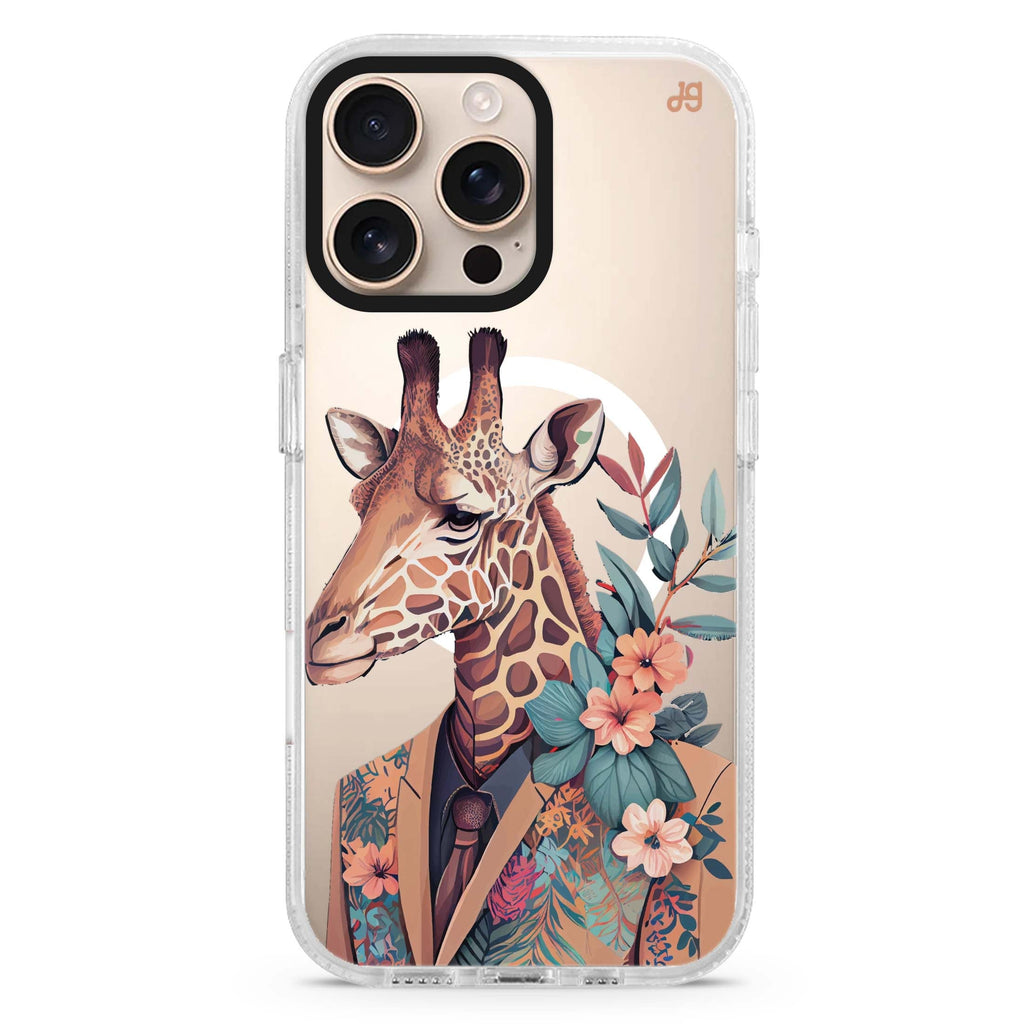 Giraffe & floral Magsafe 兼容水晶透明保護殼
