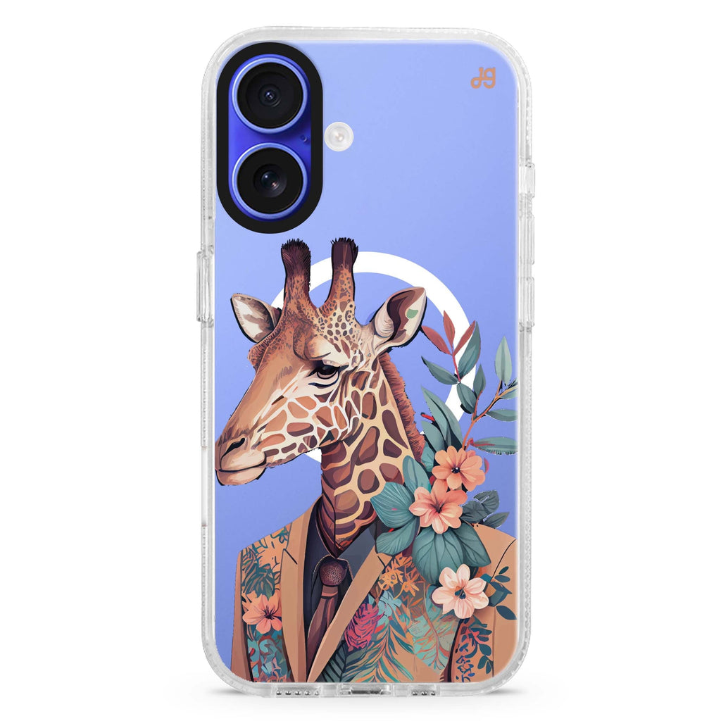 Giraffe & floral Magsafe 兼容水晶透明保護殼