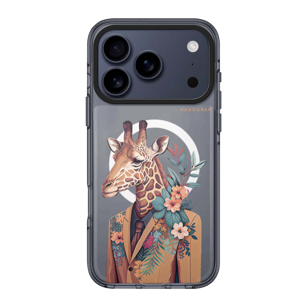 Giraffe & floral 款式 1 iPhone 17 Pro Max MagSafe 水晶透明保護殼 花卉圖案設計 圖1