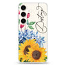 Blooming Sunflower Samsung Galaxy S26/S25/S24 可加名字水晶透明保護殼正面展示