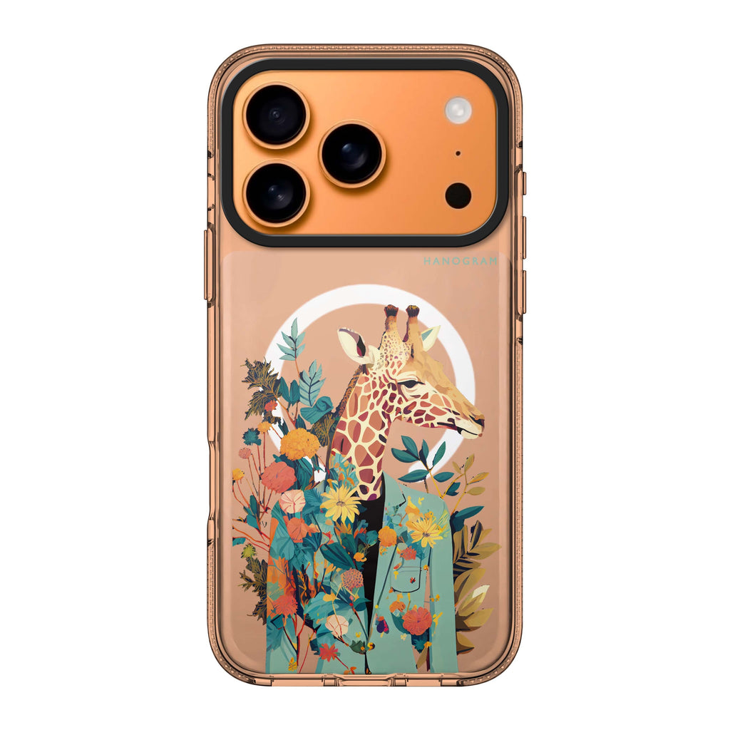 Giraffe & floral 款式 2 iPhone 17 Pro Max MagSafe 水晶透明保護殼 花卉圖案設計 圖1