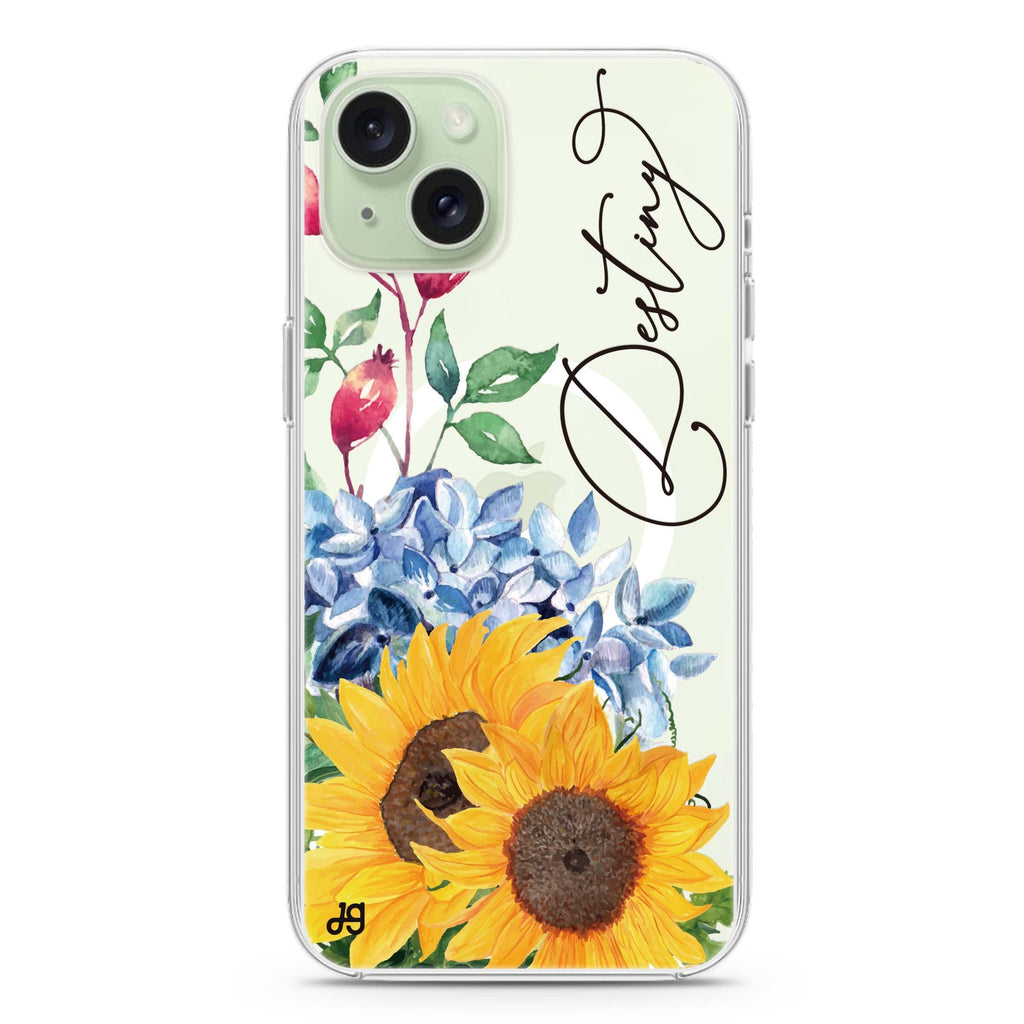 Blooming Sunflower iPhone 15 Plus Magsafe 兼容水晶透明保護殼