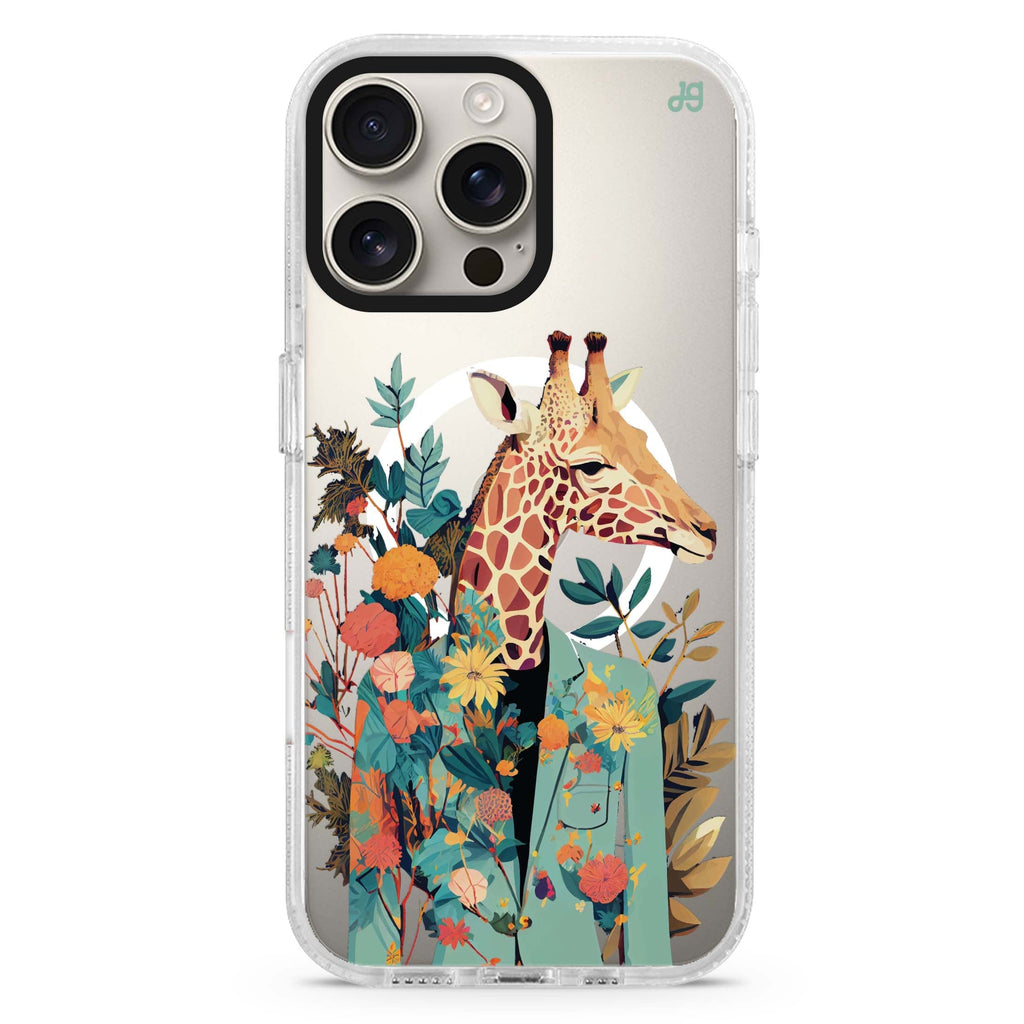 Giraffe & floral Magsafe 兼容水晶透明保護殼