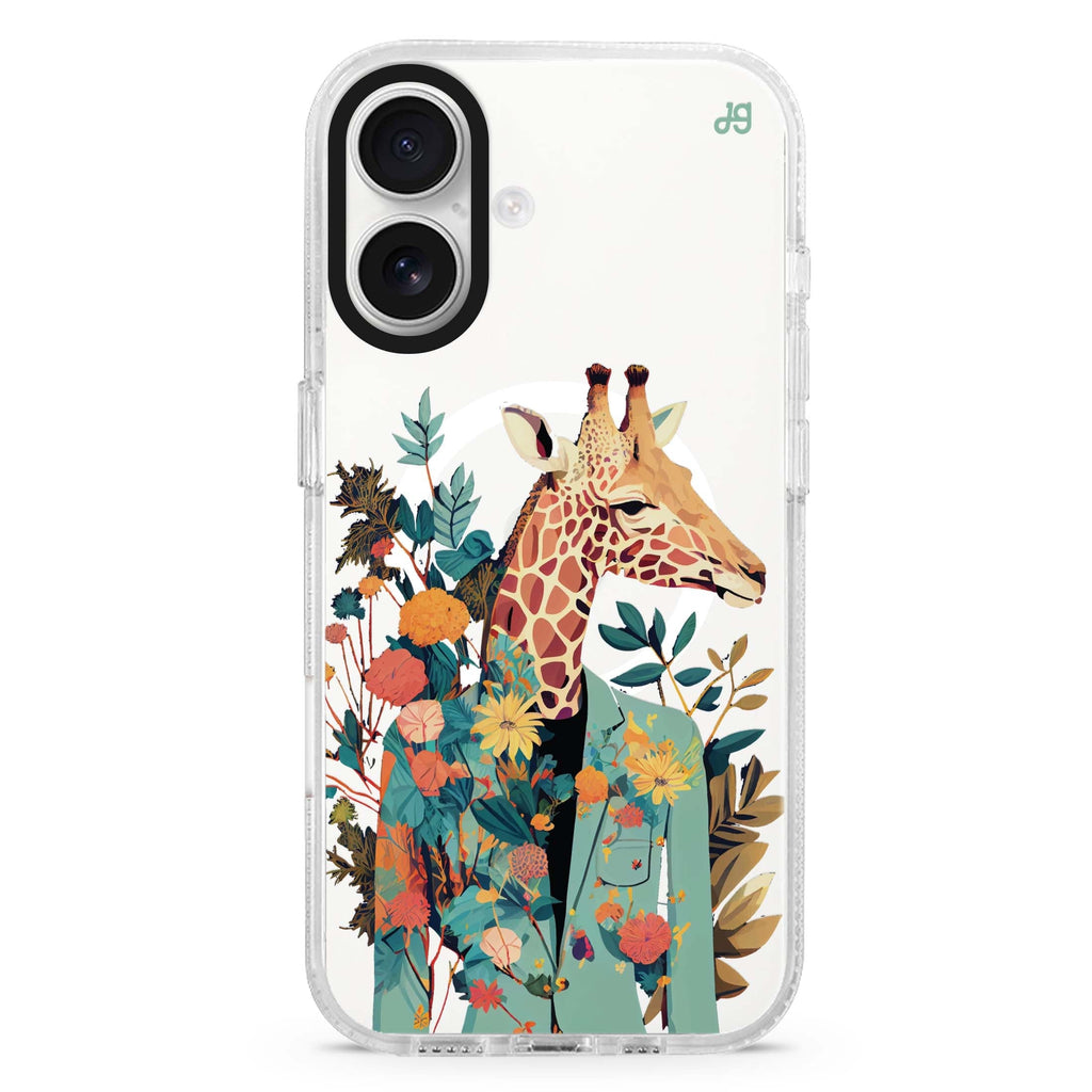 Giraffe & floral Magsafe 兼容水晶透明保護殼