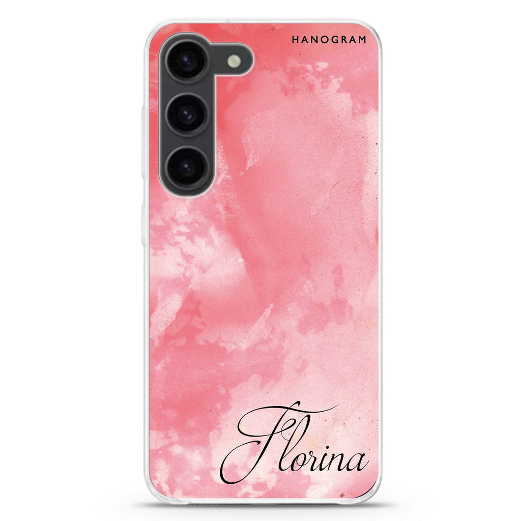Red Colour Custom Name Samsung Galaxy 水晶透明保護殼