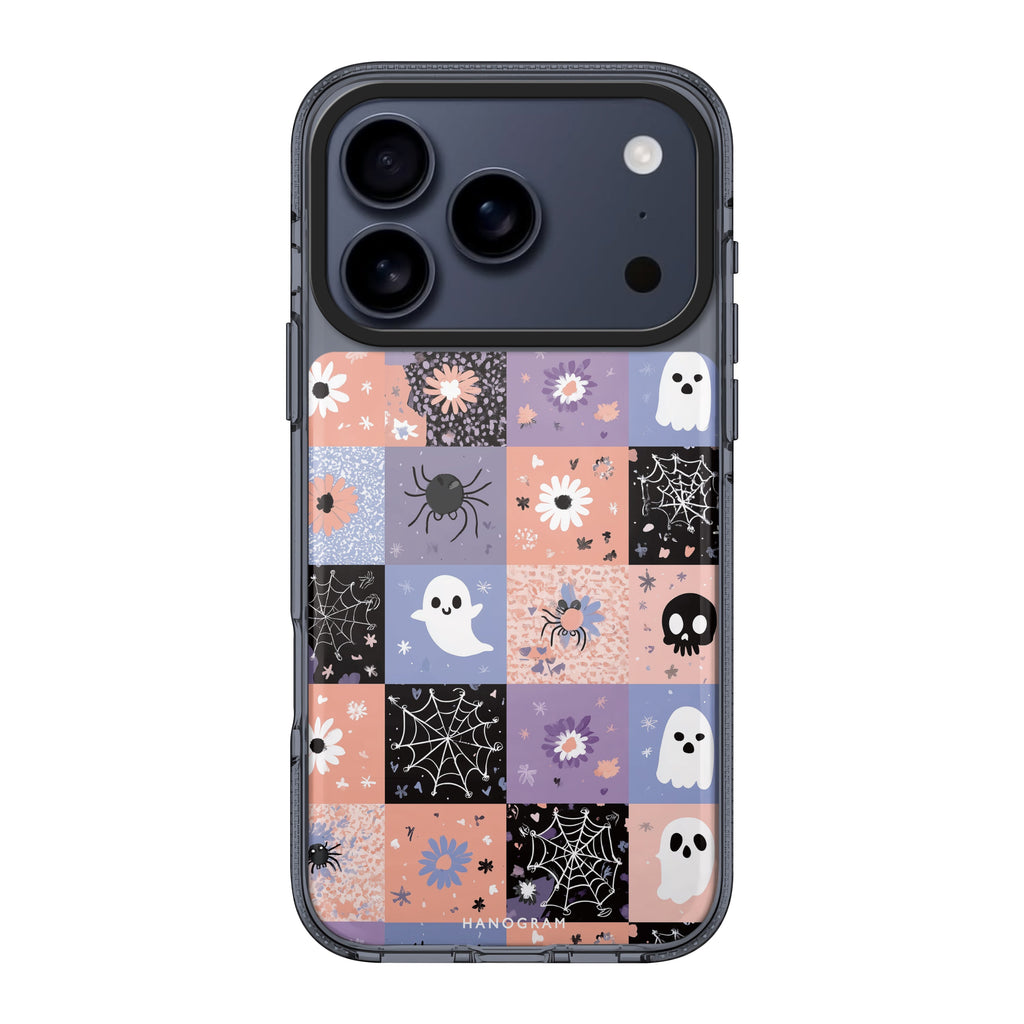 Pastel Patchwork Haunts iPhone 17 Pro Max MagSafe 水晶透明保護殼 萬聖節設計設計 圖1