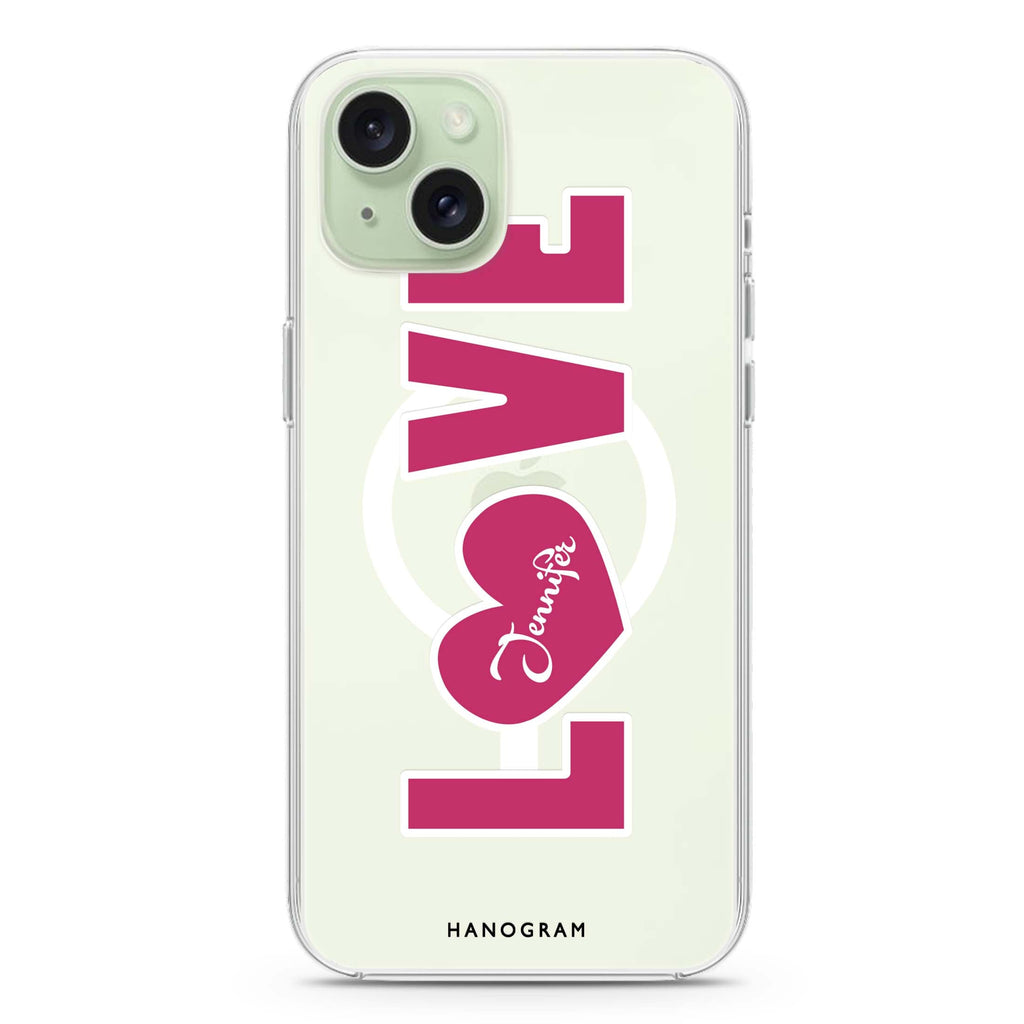 Unique Love iPhone 15 Plus Magsafe 兼容水晶透明保護殼