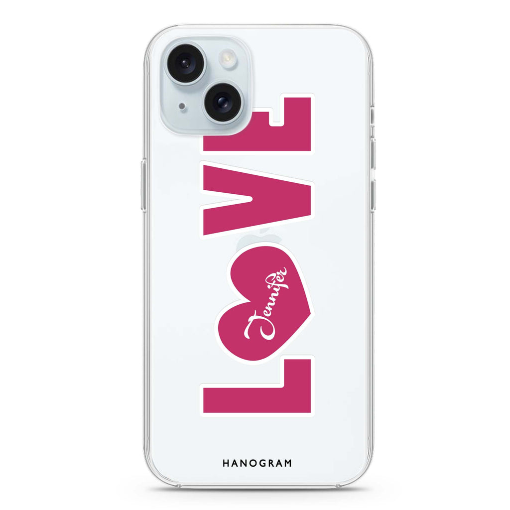 Unique Love iPhone 15 plus 水晶透明保護殼
