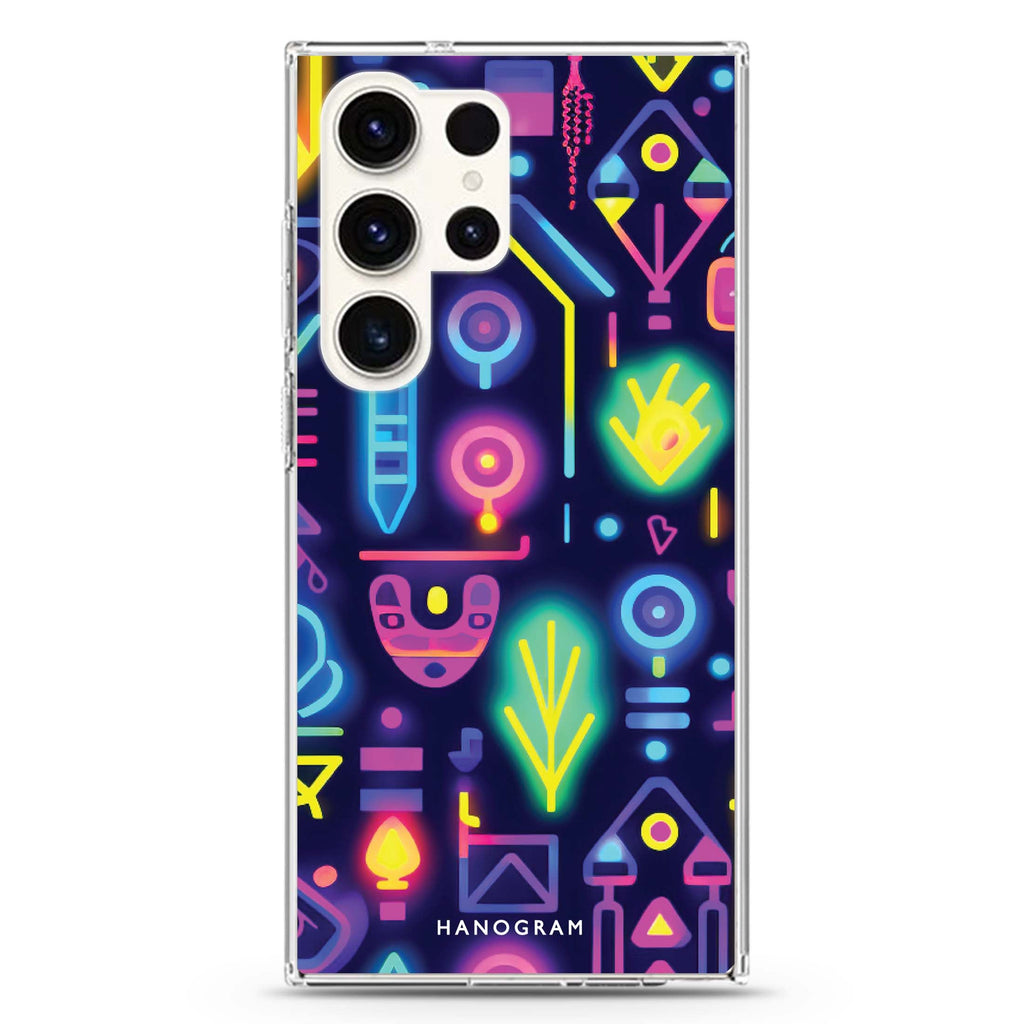 Neon Sparkle Samsung Galaxy Ultra 透明保護殼，適用 S26/S25/S24/S23 Ultra，圖1