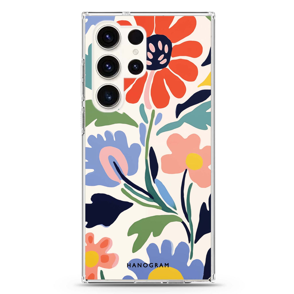 Brushed Blossoms Samsung Galaxy Ultra 透明保護殼，適用 S26/S25/S24/S23 Ultra，圖1