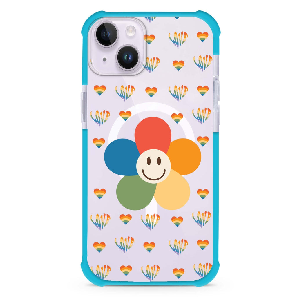Rainbow Floral iPhone 15 Plus Magsafe 兼容超強防摔保護殼
