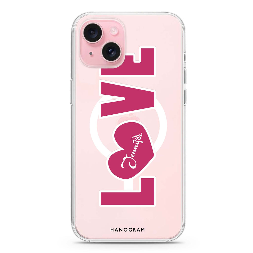 Unique Love iPhone 15 Magsafe 兼容水晶透明保護殼