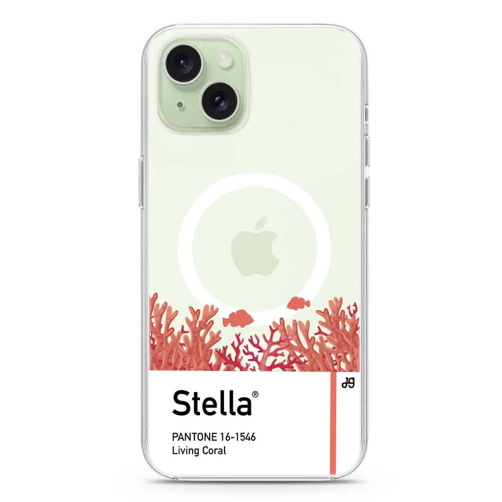 #16-1546 Living Coral I iPhone 15 Plus Magsafe 兼容水晶透明保護殼