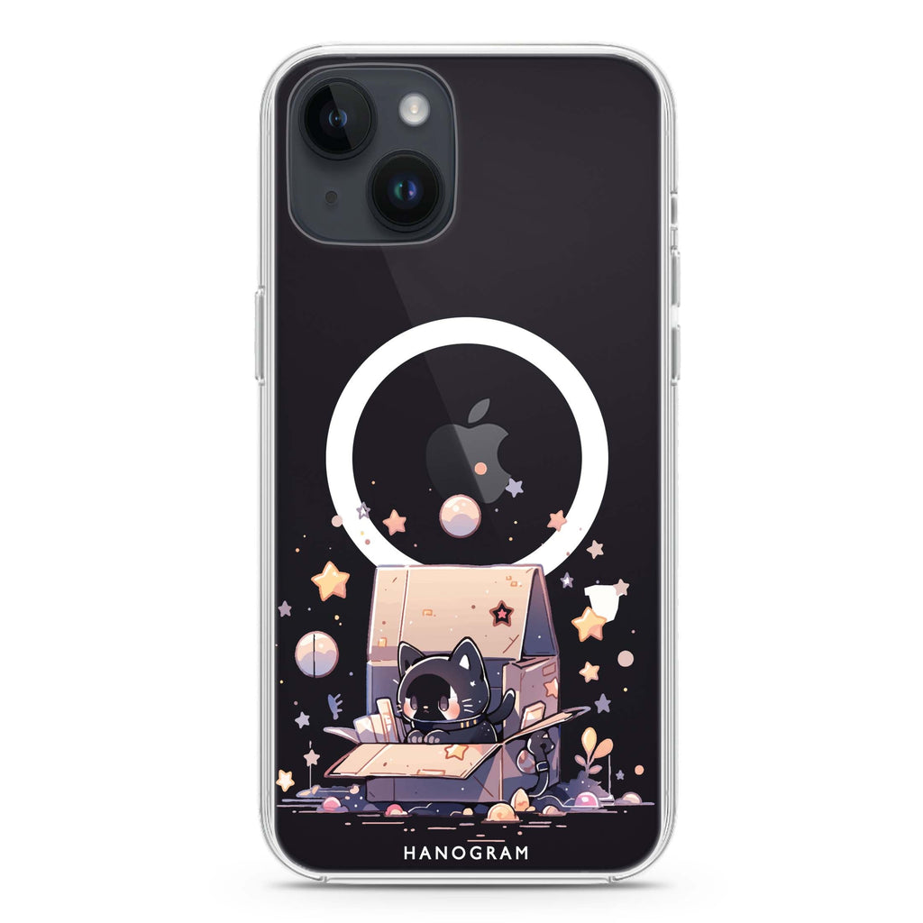 Starship Cat Pod iPhone 14 Plus Magsafe 兼容水晶透明保護殼