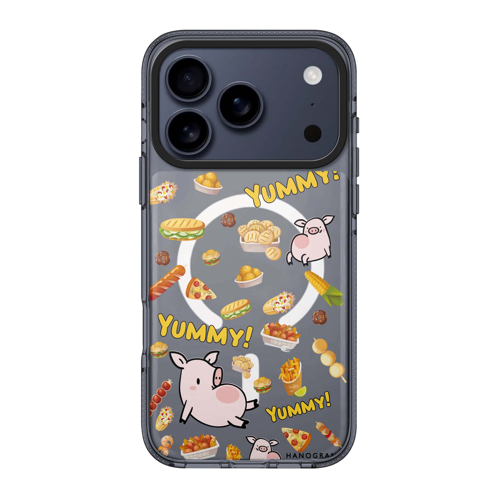Yummy Piggy iPhone 17 Pro Max MagSafe 水晶透明保護殼 小豬圖案設計 圖1