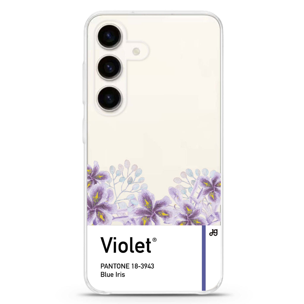 #18-3943 Blue Iris I Samsung Galaxy S26/S25/S24 可加名字水晶透明保護殼正面展示
