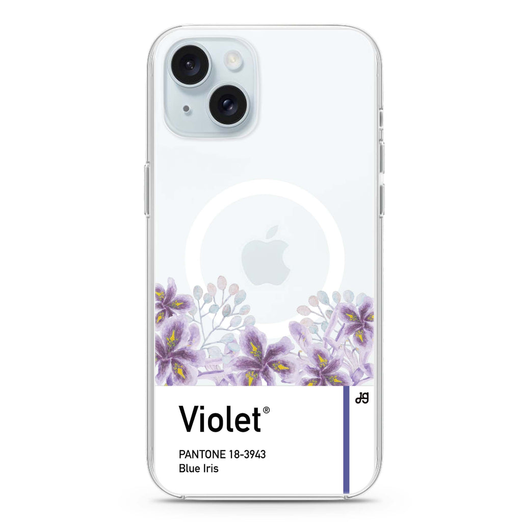 #18-3943 Blue Iris I iPhone 15 Plus Magsafe 兼容水晶透明保護殼