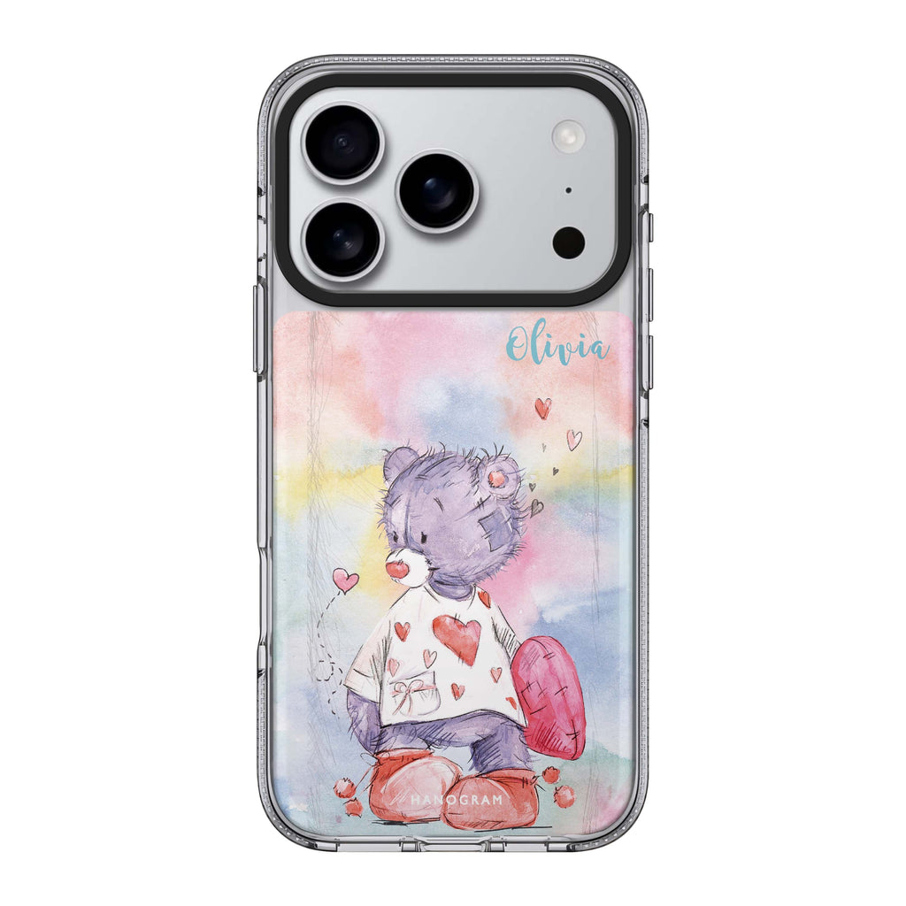 Sweet Bear 款式 1 iPhone 17 Pro Max MagSafe 水晶透明保護殼 小熊圖案設計 可自訂名字 圖1