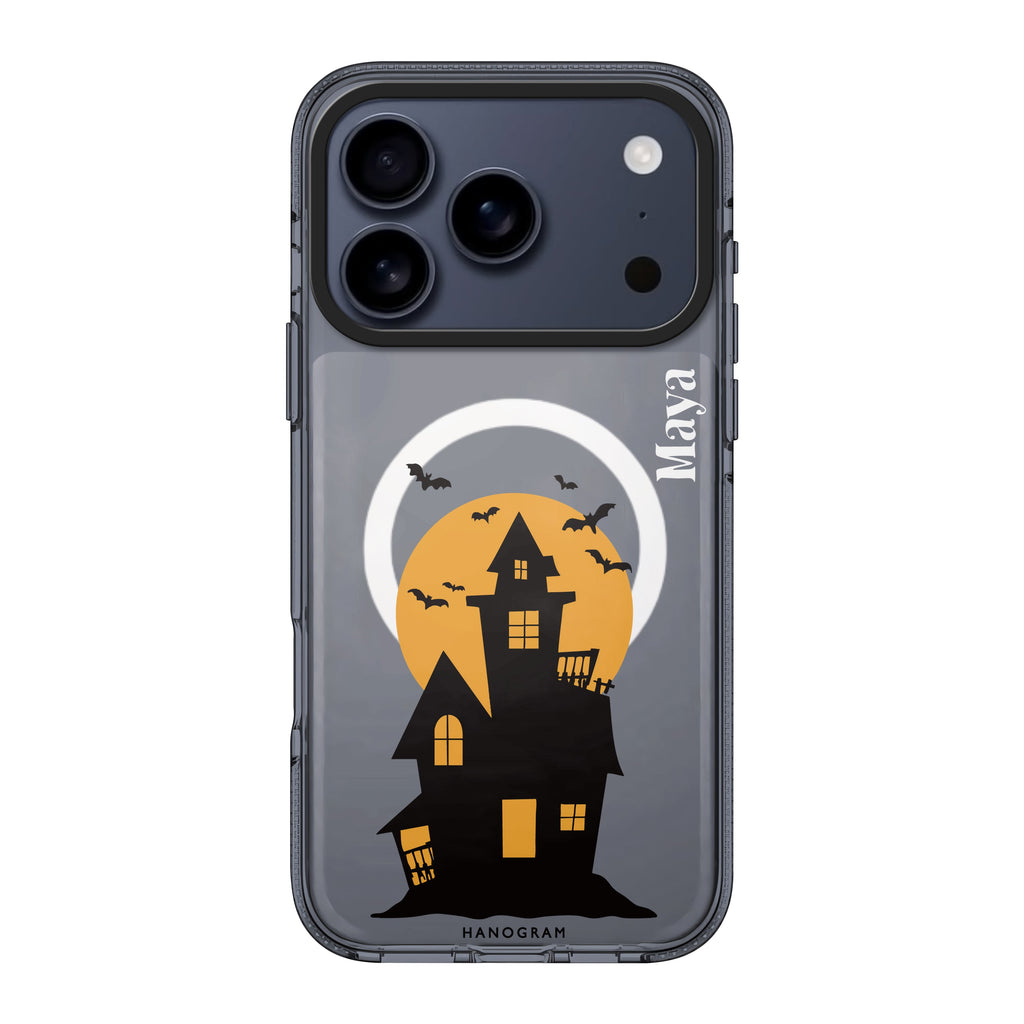 Moonlit Haunted House iPhone 17 Pro Max MagSafe 水晶透明保護殼 萬聖節設計設計 可自訂名字及字色 圖1