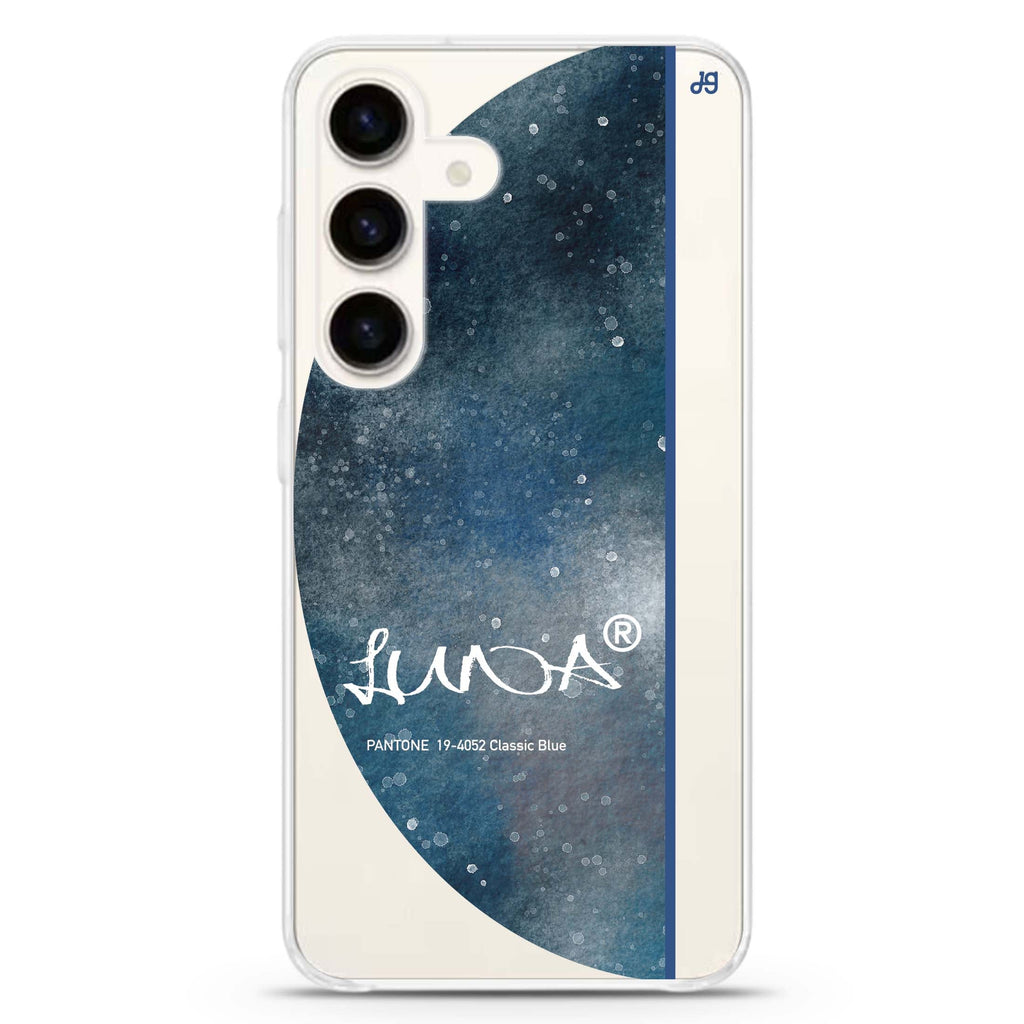 #19-4052 Classic Blue II Samsung Galaxy S26/S25/S24 可加名字水晶透明保護殼正面展示