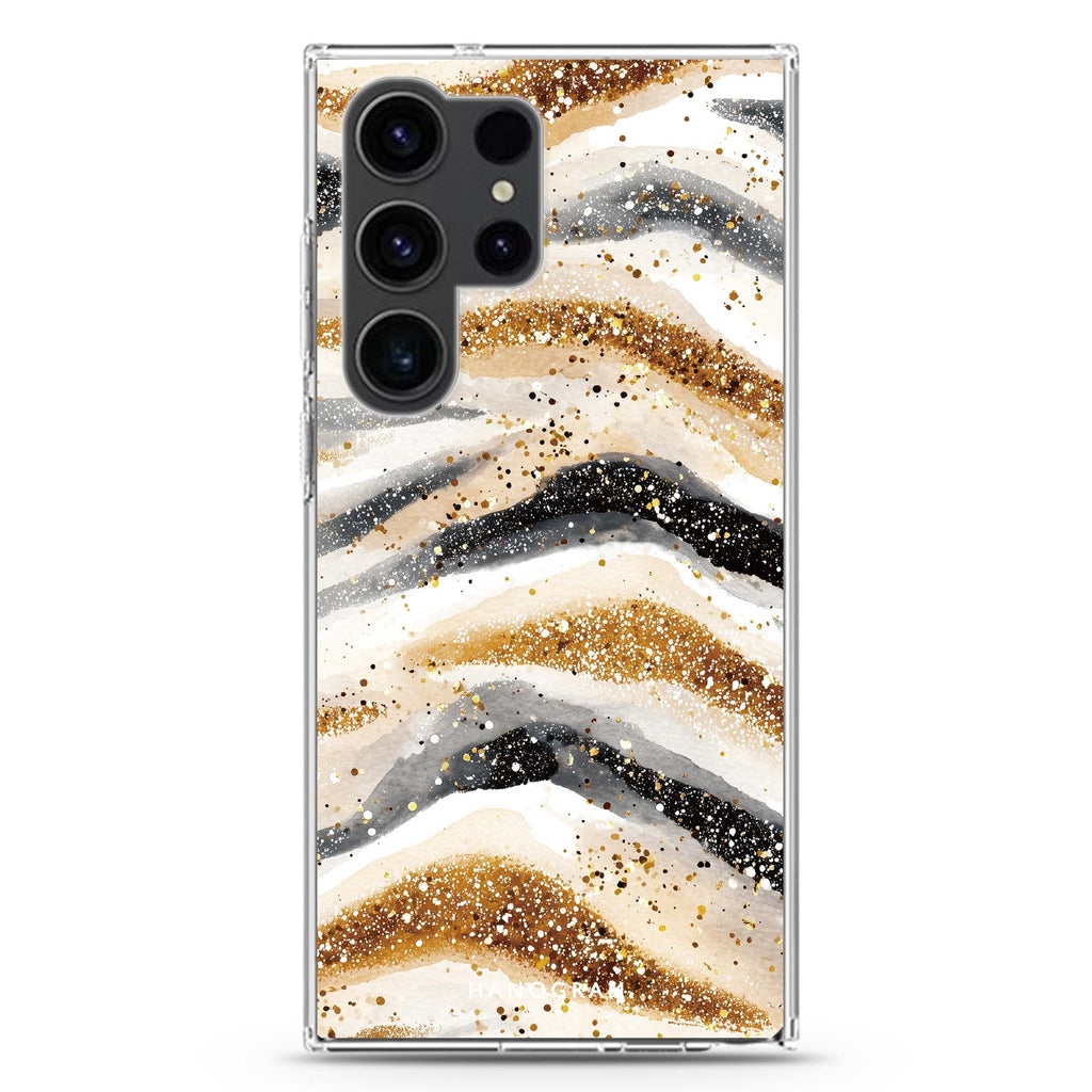 Golden Stripes Samsung Galaxy Ultra 透明保護殼，適用 S26/S25/S24/S23 Ultra，圖1