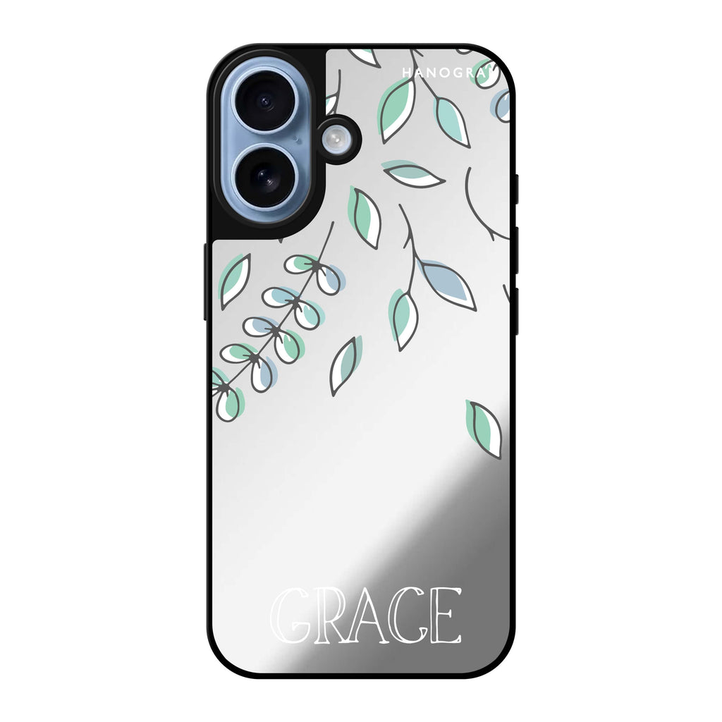 Reflective iPhone 16 Mirror Case –Fall Leaf Design