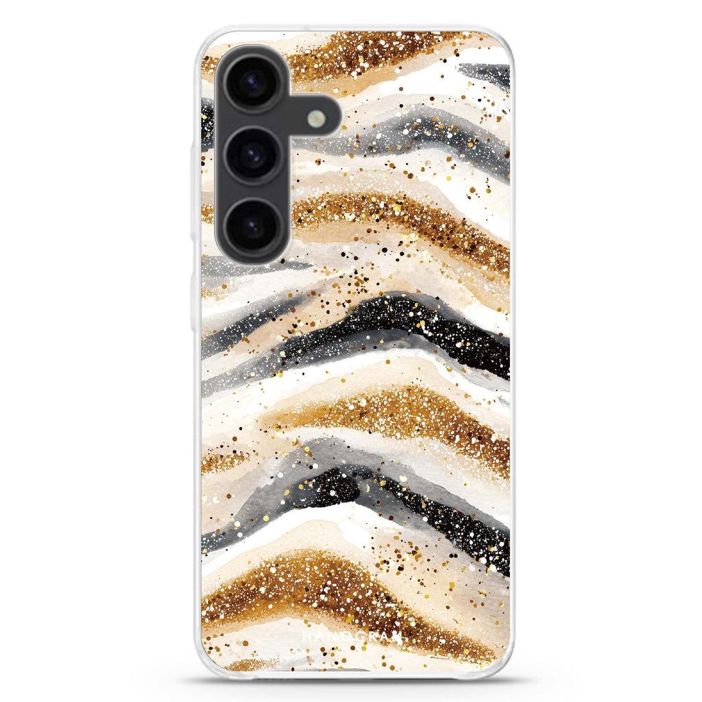 Golden Stripes Samsung Galaxy S26/S25/S24 水晶透明保護殼正面展示