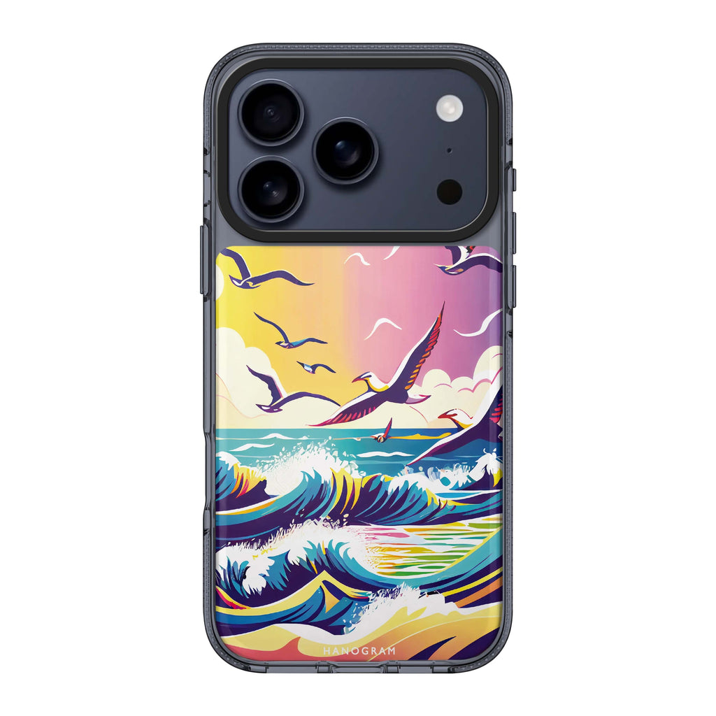 Waves & seagulls iPhone 17 Pro Max MagSafe 水晶透明保護殼 鳥圖案設計 圖1