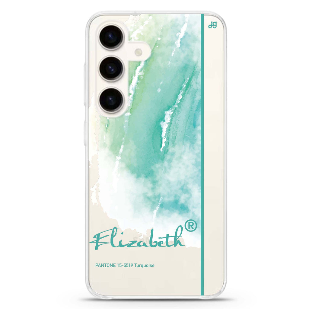 #15-5519 Turquoise II Samsung Galaxy S26/S25/S24 可加名字水晶透明保護殼正面展示