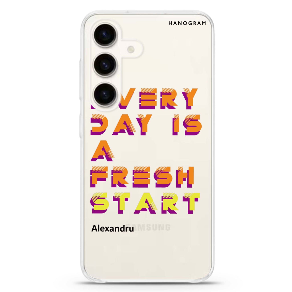 Fresh Start Samsung Galaxy S26/S25/S24 可加名字水晶透明保護殼正面展示