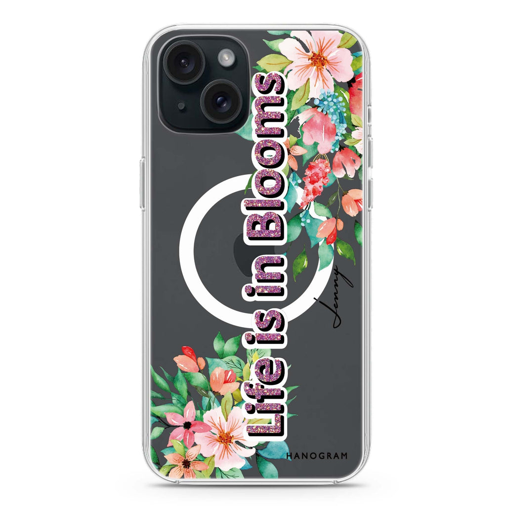 Life is in Blooms iPhone 15 Magsafe 兼容水晶透明保護殼