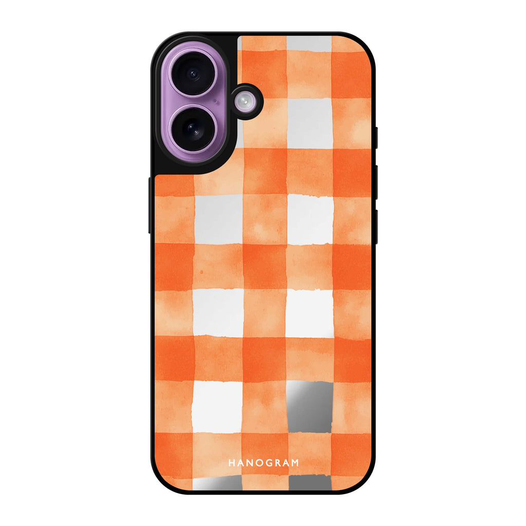 Reflective iPhone 16 Mirror Case –Spice Grid iPhone Design