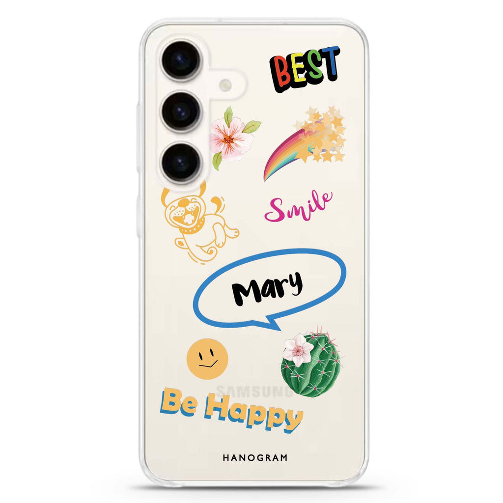 Positive Sticker Samsung Galaxy S26/S25/S24 可加名字水晶透明保護殼正面展示