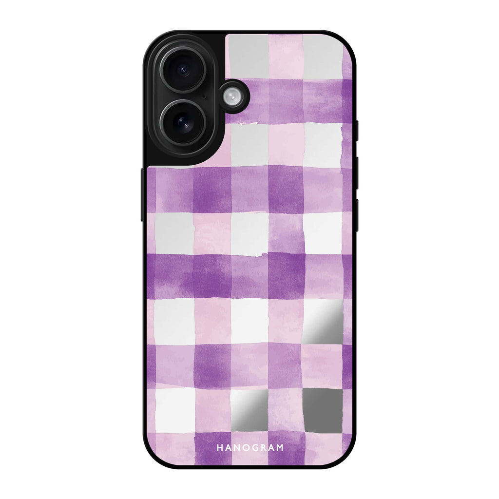 Reflective iPhone 16 Mirror Case –Lavender Checks iPhone Design