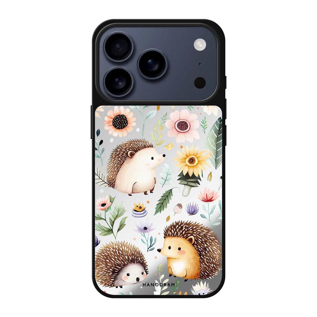 Hedgehog & Floral 花卉刺蝟 iPhone 17 Pro Max 鏡面手機殼主圖
