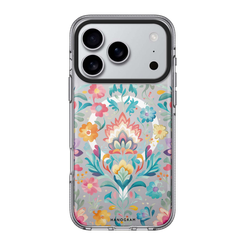 Watercolor Floral iPhone 17 Pro Max MagSafe 水晶透明保護殼 花卉圖案設計 圖1