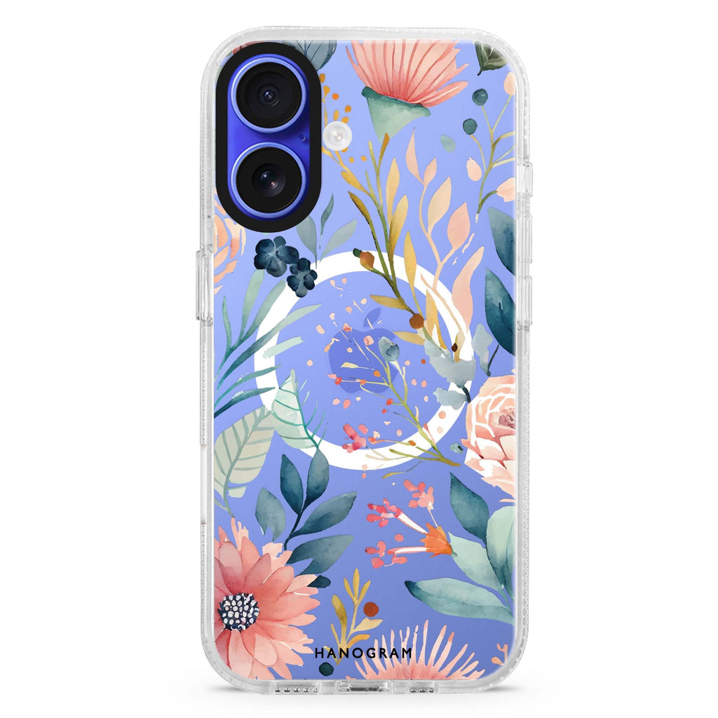Floral Pattern Magsafe 兼容水晶透明保護殼