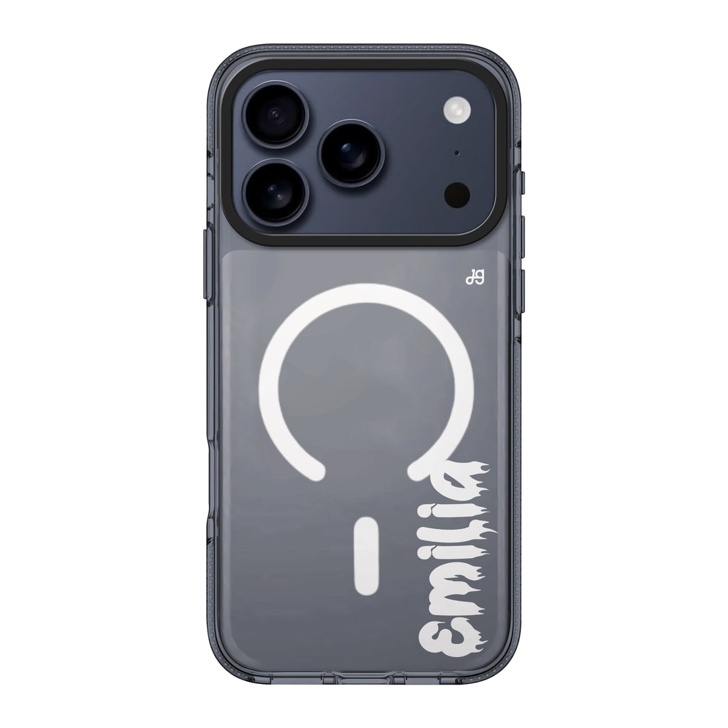 Haunted Name Glow iPhone 17 Pro Max MagSafe 水晶透明保護殼 萬聖節設計設計 可自訂名字及字色 圖1