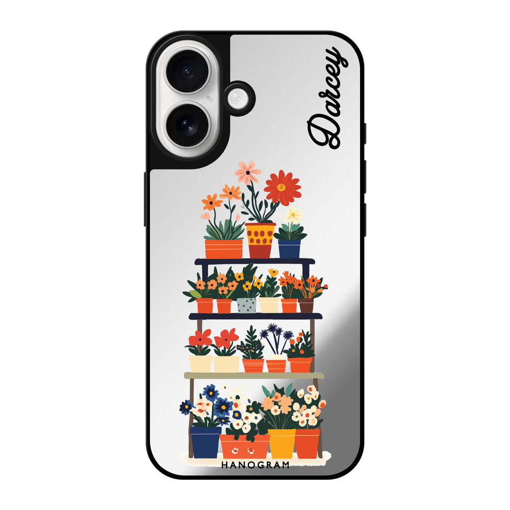 Reflective iPhone 16 Mirror Case –Flora Stack iPhone Design