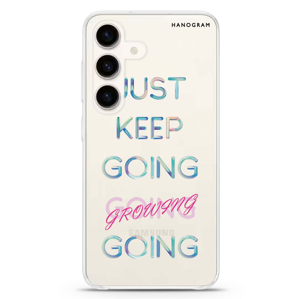 Keep Going Samsung Galaxy S26/S25/S24 水晶透明保護殼正面展示