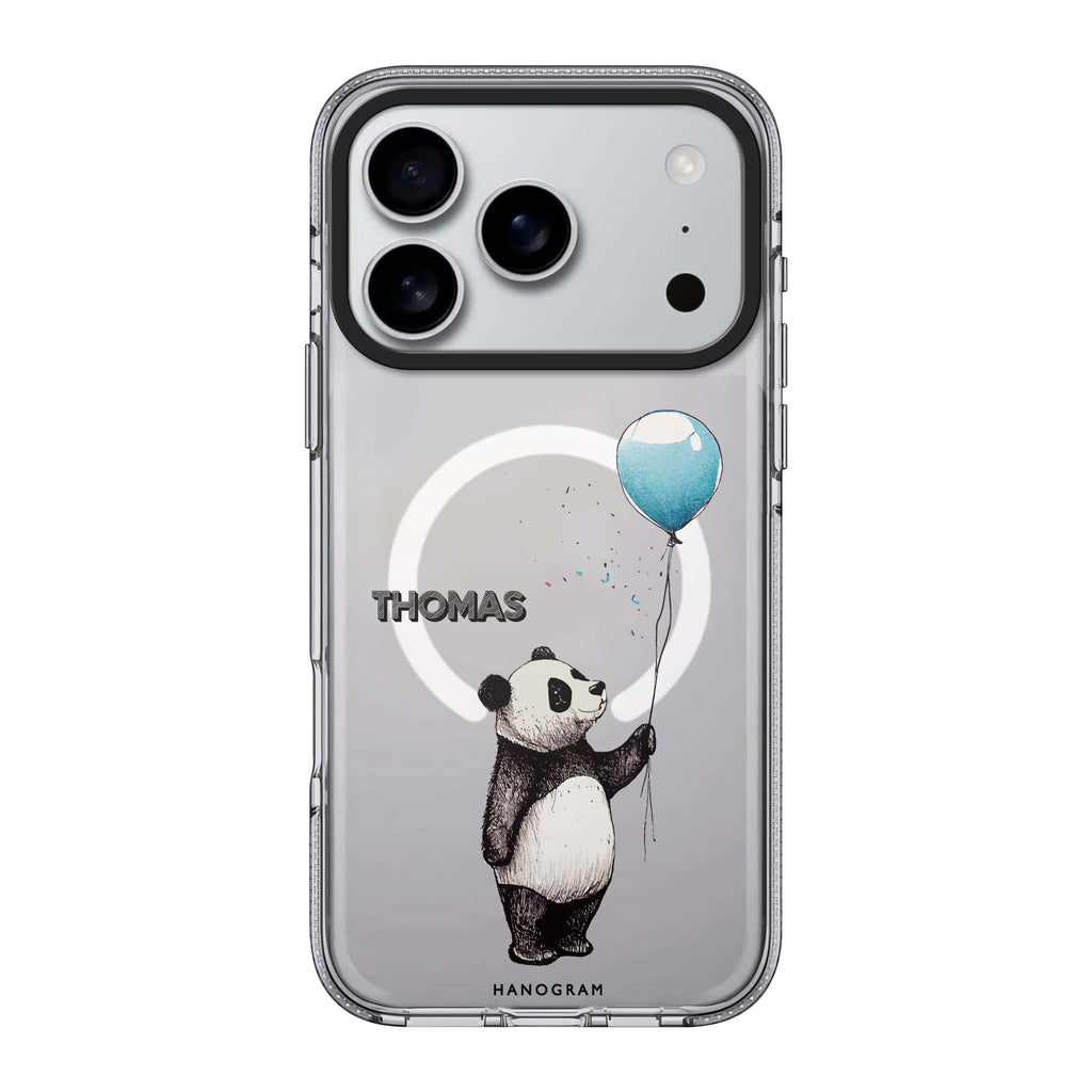 Little Panda iPhone 17 Pro Max MagSafe 水晶透明保護殼 熊貓圖案設計 可自訂名字 圖1