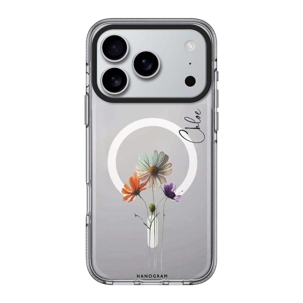 A watercolour floral iPhone 17 Pro Max MagSafe 水晶透明保護殼 花卉圖案設計 可自訂名字 圖1