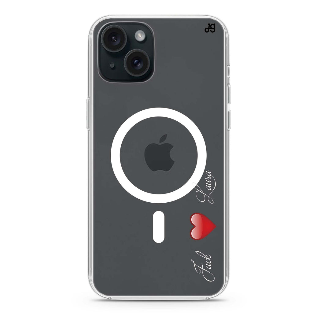 You & Me iPhone 15 Plus Magsafe 兼容水晶透明保護殼