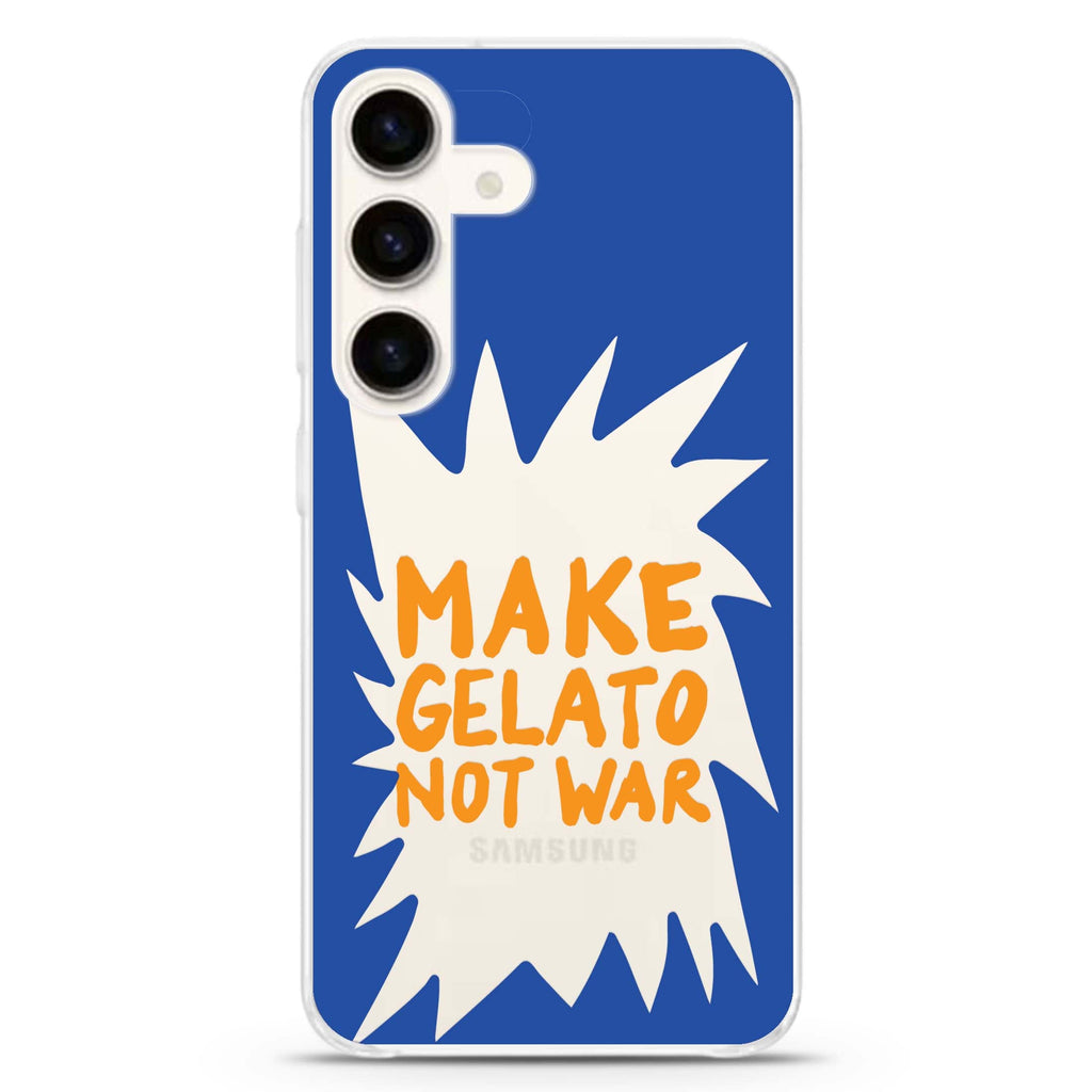 Make Gelato Not War Samsung Galaxy S26/S25/S24 水晶透明保護殼正面展示