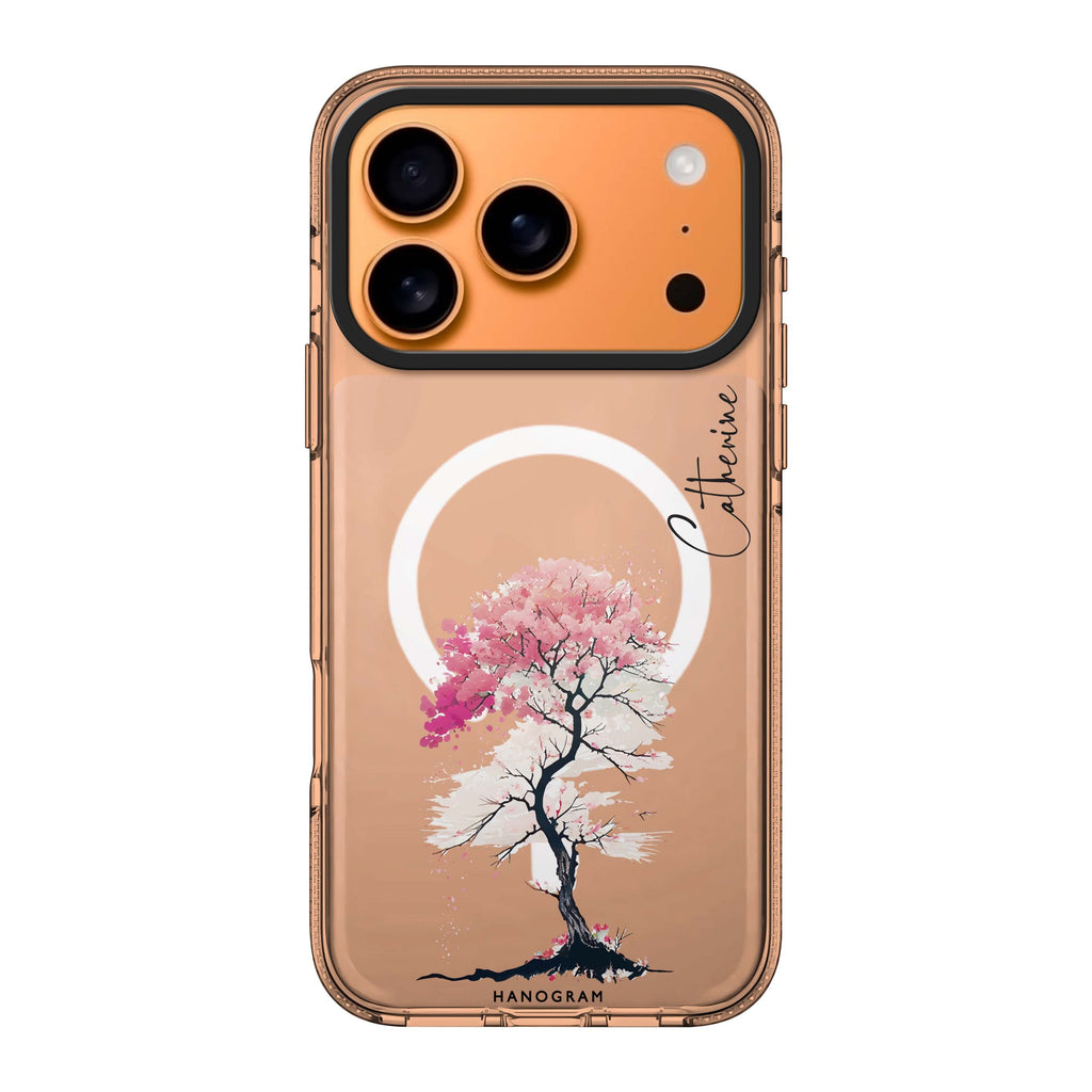A Cherry tree iPhone 17 Pro Max MagSafe 水晶透明保護殼 櫻桃圖案設計 可自訂名字 圖1